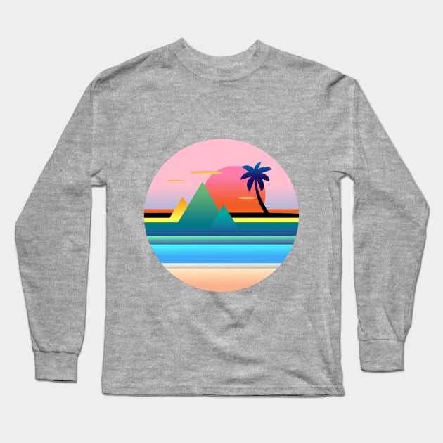 Beach At Sunset Long Sleeve T-Shirt by manal